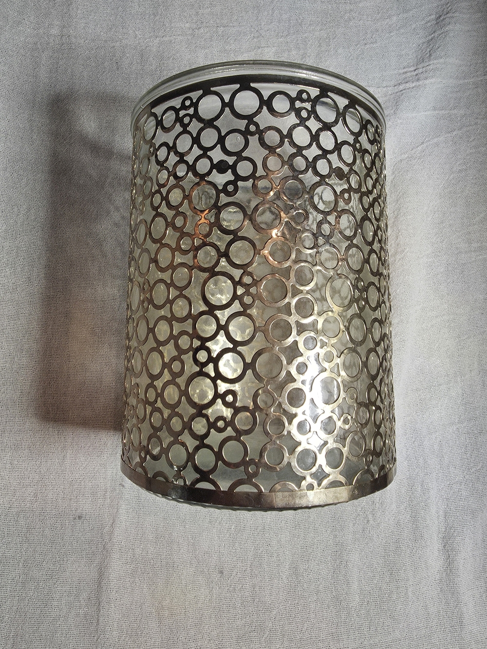 Gold Tone Geometric Circle Candle Holder